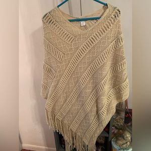 Black River knit cream colored poncho One Size NWT